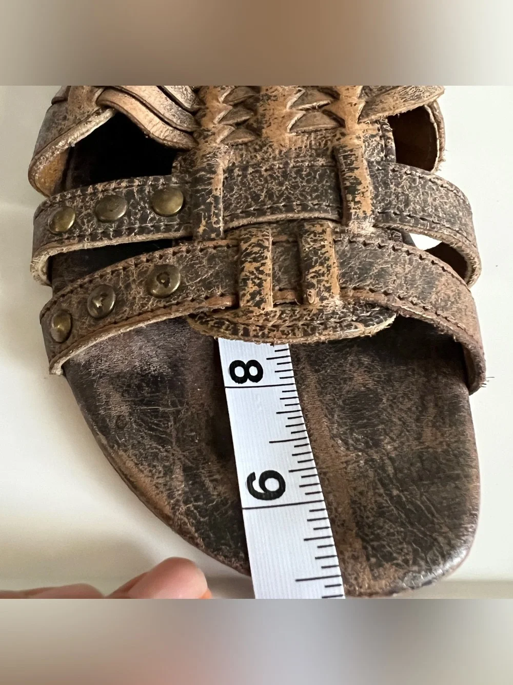 Bed Stu Claire Distressed Leather Gladiator Sandals 8